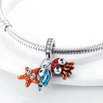 Ocean Octopus Fish and Starfish Triple Dangle Charm