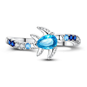 Ocean Turtle with Blue Crystal Ring