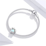 Opal Heart Paw Print Charm