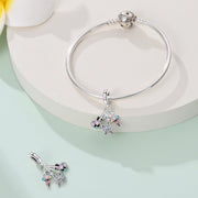 Parisian Guitar, Eiffel Tower, Butterfly, & Floral Ice Cream Triple Dangle Charm