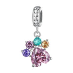 Pastel Pawprint Gemstone Dangle Charm