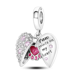 Paw Prints on My Heart Dangle Charm