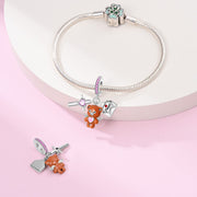 Peaceful Bear with Heart & Love Letter Triple Charm