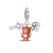 Peaceful Bear with Heart & Love Letter Triple Charm