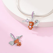 Peaceful Bear with Heart & Love Letter Triple Charm
