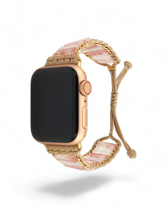 Rose Quartz and Moonstone Inlay Apple Watch Band