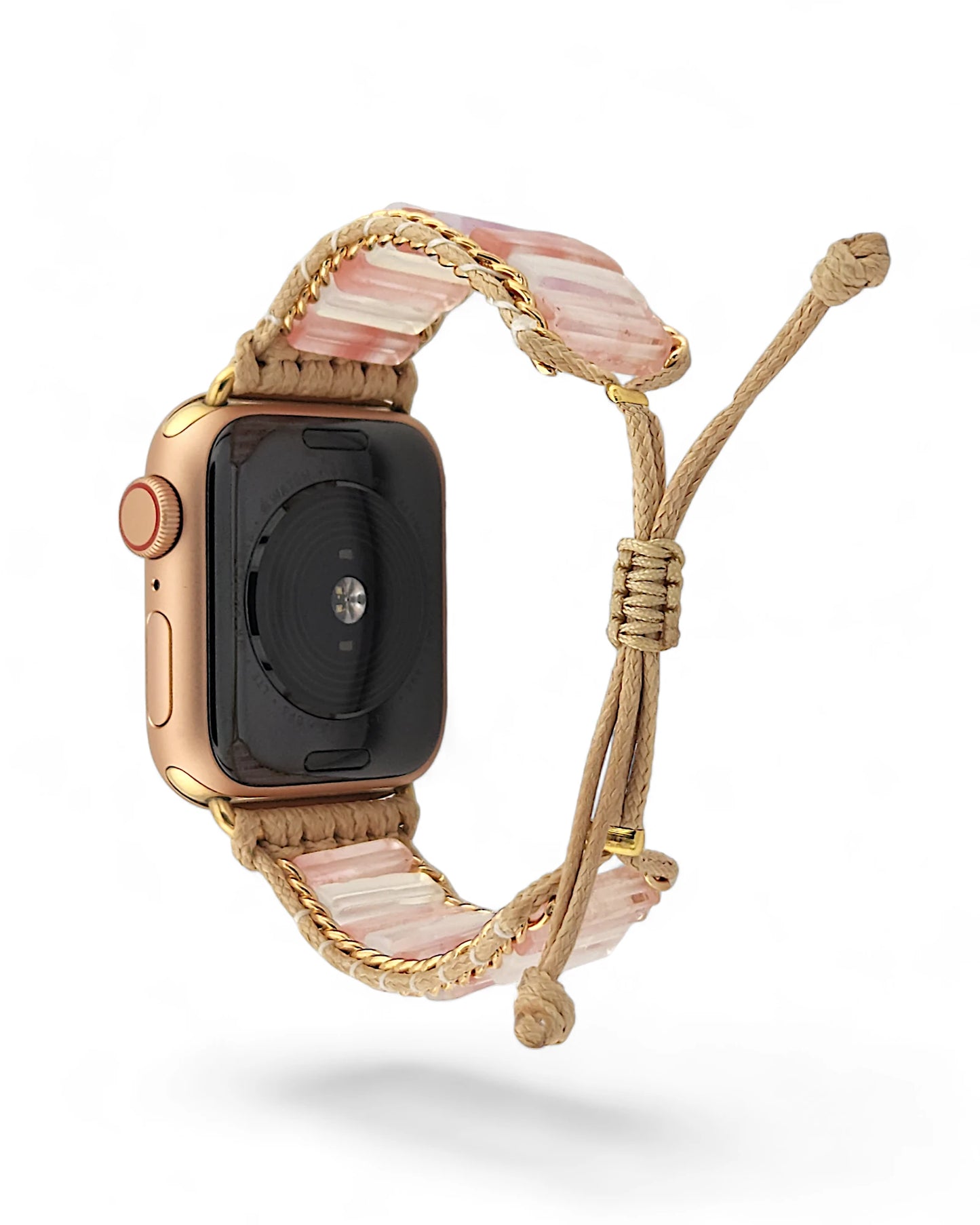 Rose Quartz and Moonstone Inlay Apple Watch Band