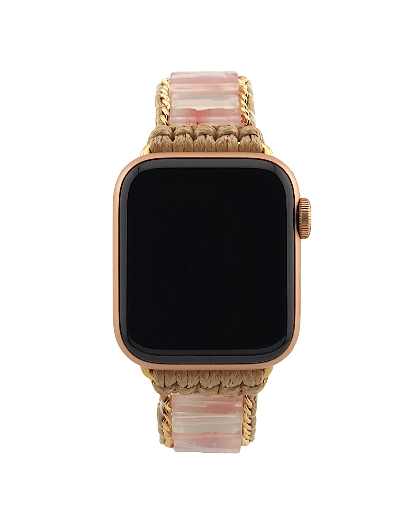 Rose Quartz and Moonstone Inlay Apple Watch Band