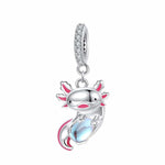 Pink Axolotl Embracing a Luminous Orb Charm