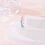 Pink & Blue Enamel Flower Ring