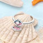Pink & Blue Seashell Pearl Ring