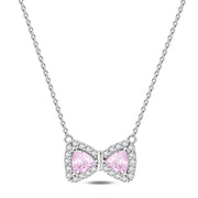 Pink Bow Gemstone Necklace
