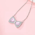 Pink Bow Gemstone Necklace