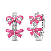 Pink Bow Hoop Earrings