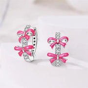 Pink Bow Hoop Earrings