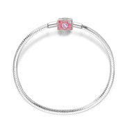 Pink Camera Crystal Heart Snake Chain Bracelet