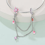 Pink Daisy & Droplets Safety Chain Charm