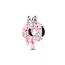Pink Donut Cat Charm
