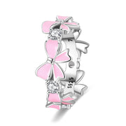 Pink Enamel Bows & Sparkling Stones Ring
