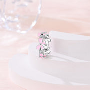 Pink Enamel Bows & Sparkling Stones Ring