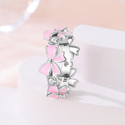 Pink Enamel Bows & Sparkling Stones Ring