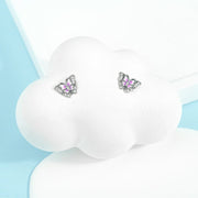 Pink Enamel Butterfly Stud Earrings with Crystal Accents