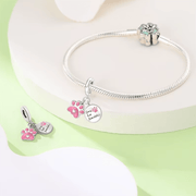 Pink Glitter Pawprint Friendship Double Dangle Charm