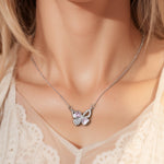 Pink Heart Butterfly Necklace