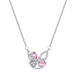 Pink Heart Butterfly Necklace