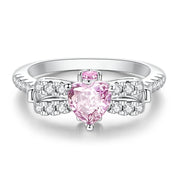 Pink Heart-Shaped Sparkling Stone Ring