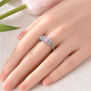 Pink Heart-Shaped Sparkling Stone Ring