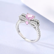 Pink Heart-Shaped Sparkling Stone Ring