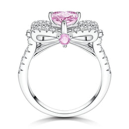 Pink Heart-Shaped Sparkling Stone Ring