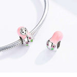 Pink Matryoshka Doll with Floral Crystal Accents Charm