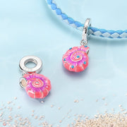 Pink Shell with Blue Stones Dangle Charm