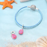 Pink Shell with Blue Stones Dangle Charm