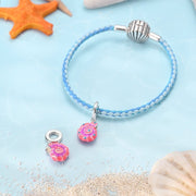 Pink Shell with Blue Stones Dangle Charm