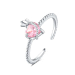 Pink Sparkle Heart-Embrace Ring