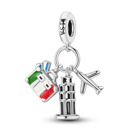 Pisa Italy Landmark Triple Dangle Charm