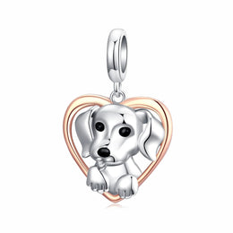 Puppy Labrador Heart Dangle Charm
