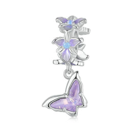 Purple Butterfly & Orchid Charm