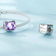 Purple Gemstone Cat Bead Charm