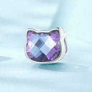 Purple Gemstone Cat Bead Charm