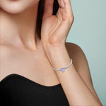 Purple Heart with Butterfly & Crystal Accents Charm