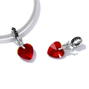 Queen of Hearts Red Crystal and Crown Dangle Charm