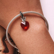 Queen of Hearts Red Crystal and Crown Dangle Charm