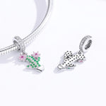 Radiant Cactus & Pink Flower Dangle Charm