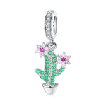 Radiant Cactus & Pink Flower Dangle Charm