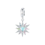 Radiant Sunburst with Opal Heart and Pastel Accents Dangle Charm