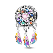 Rainbow Feather Dreamcatcher Dangle Charm